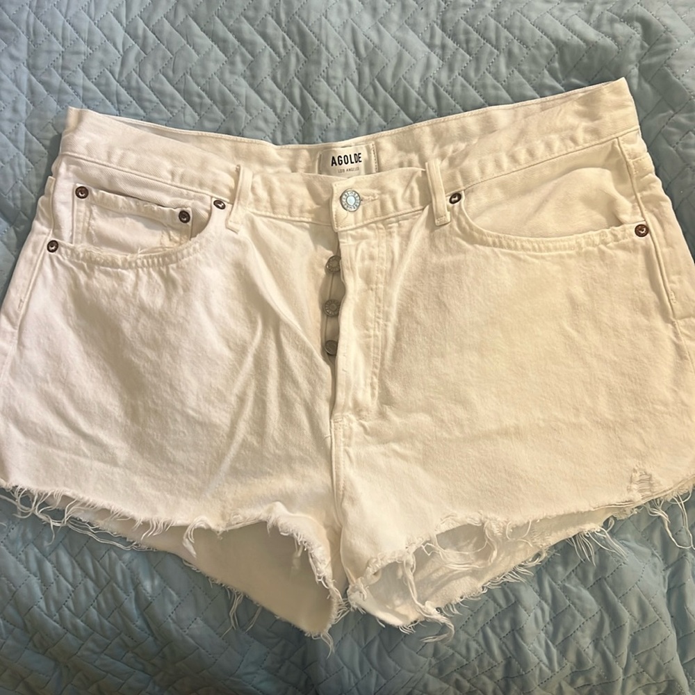 Agolde Parker white denim cutoff shirt size 32